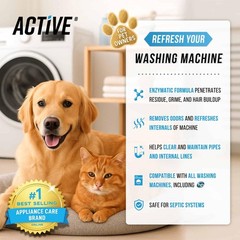 ACTIVE Washing Machine Cleaner for Pet Owners 1 Count (Pack of 24), Blue