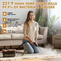 Enromted Steam Cleaner15S Heat-Up 42.27Oz Tank2500W Pressurized Handheld Steam