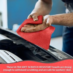 HOMERHYME Shop Towels Rags, 100 Pack Microfiber Cleaning Cloth 100 Pack, Red