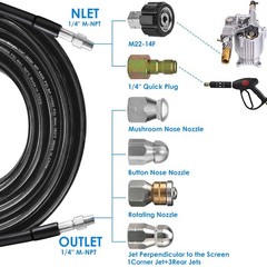 ZOFINE Sewer Jetter Kit for Pressure Washer 100FT, 5800PSI Drain 100FT