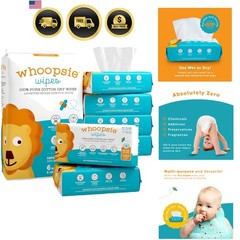 The 100% Pure Cotton Dry Baby Wipes – Ultra Soft, Unscented, Chemical-Free W…