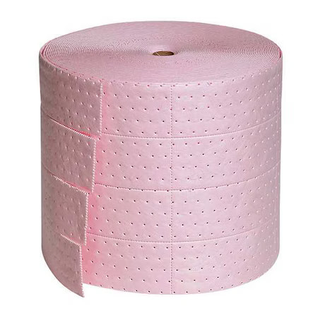 Pig Mat343 Sorbent Roll, 19 Gal, 15 In X 150 Ft, Universal, Pink, Polypropylene