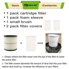 1 Pack 17884 Vacuum Cartridge Filter Replacement 1 Pack+1 Foam Sleeve