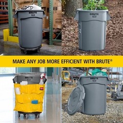 Rubbermaid BRUTE 32 Gallon Trash Can 3 Pack Gray Heavy Duty FG263200GRAY