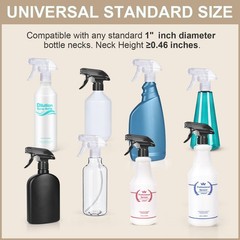 6 Pack Spray Bottle Nozzle Replacement, Universal Tops, White & Black