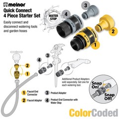 Melnor 65134AMZ 5 Piece Quick Connect Starter 5 pcs Set, Yellow, Black, Grey