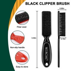 NICEMOVIC Barber Clipper Cleaning Brushes, 10 Pcs Plastic Handle Black&Red