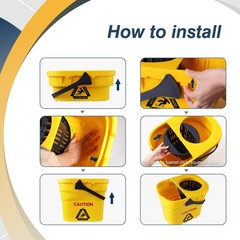 Yocada Commercial Mop Bucket with Wringer Portable Collapsible Plastic Yellow