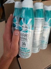 Bulk Case of 24 5.5oz Bare Hands 70% Alc. Aloe Hand NO PARABEN Aerosol Sanitizer