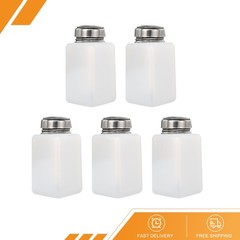 5PACK 6oz/180ml Alcohol Push Down Pump Dispenser Bottle Press White