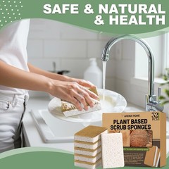 Aheroi Natural Dish Sponge, 32 Count FSC Certified Plant-Based 32 Pcs, 32 Pcs