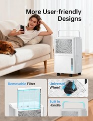 HUMSURE 2500 Sq. Ft 30 Pints Dehumidifier Equipped With Drainage Hose, Automa…