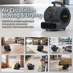 1/4 HP 1100 CFM Industrial Air Mover Blower Fan, High Velocity Floor & Carpet…