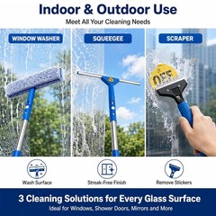 Window Cleaning Kit with Extension Pole,Professional Washing 79″, Blue