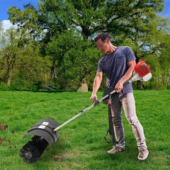 Heavy Duty 2 3HP Power Sweeper 52cc Handheld Gas Powered Broom Snow Dirt Walkway