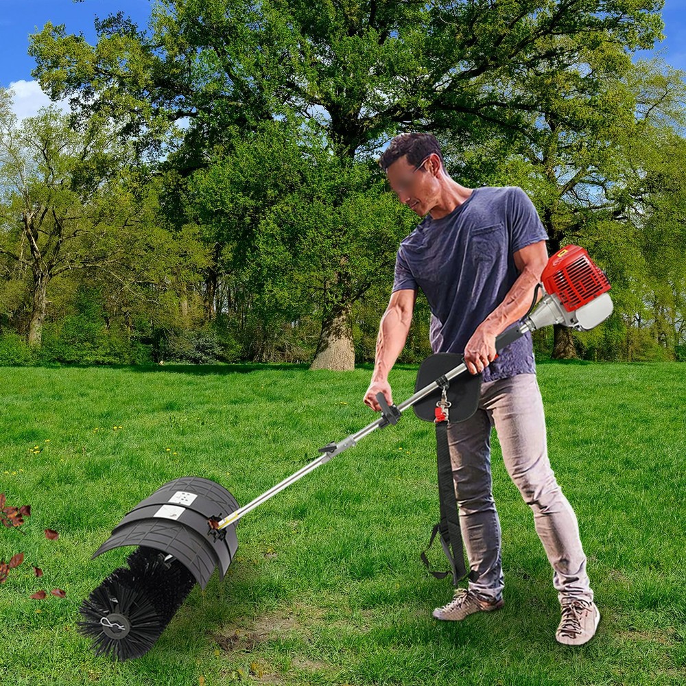 Heavy Duty Power Sweeper 52cc Gas Power Broom For Snow Dirt Artificial Turf