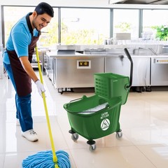 33 Quart Commercial Mop Bucket with Side Press Wringer, Green
