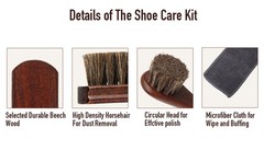 3-Piece 100% Horse Hair Shoe Brush Kit Premium Dauber Applicators Leather Care
