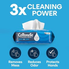 Cottonelle Fresh Feel Flushable Wet Wipes, Adult Wet Wipes, 8 Flip-Top Packs, 42