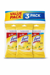 LYSOL Disinfecting Wipes – Lemon & Lime Blossom To-Go Flatpack 15 wipes. 3-Pack