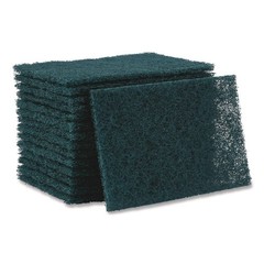 Boardwalk 186 6 in. x 9 in. Heavy-Duty Scour Pad – Green (15/Carton) New