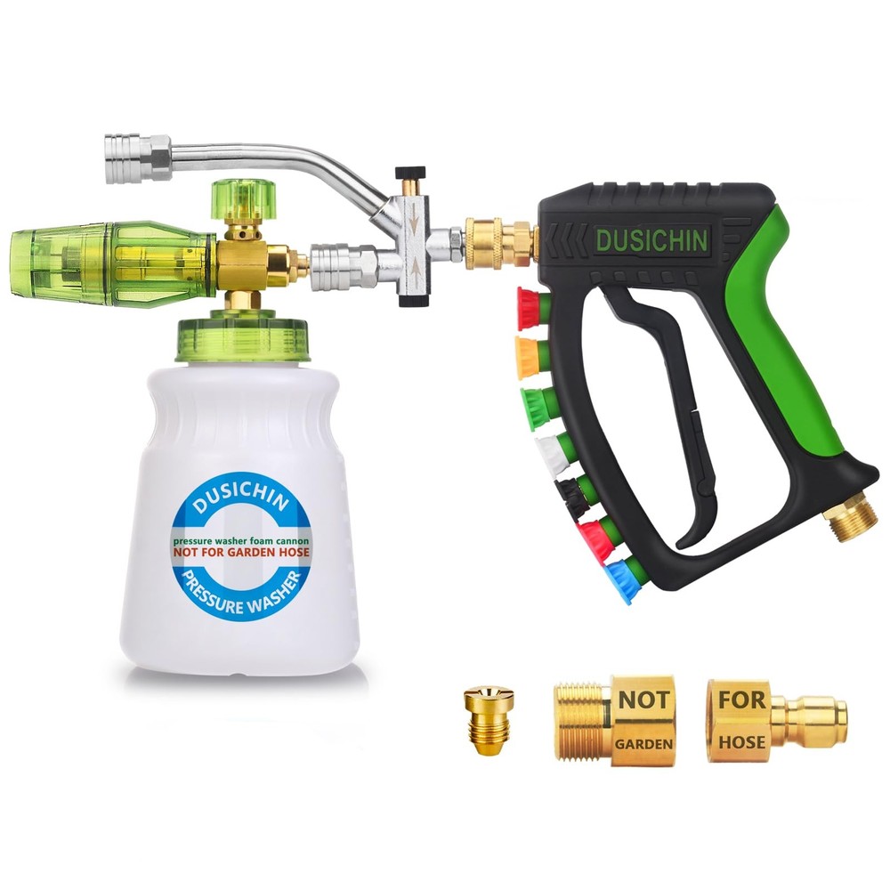 DUSICHIN Foam Cannon Pressure Washer Gun+Foam Cannon+Dual Connector+Nozzle