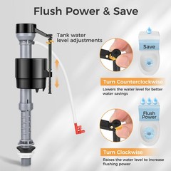 Houpeoro Universal Toilet Flusher Replacement Kit, Fill 3.5 inches, Red