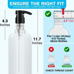 4-Pack Shampoo Pump for Liter 33.8 oz Shampoo and Conditioner Pump Dispenser