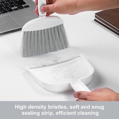 NACENA Small Dust Pan and Brush Set, Mini Broom Dustpan 1, Grey & White