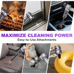 KedeeSparkle Handheld Car Vacuum Cordless, 22000PA Strong Silver Purple