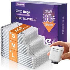 18-Pack Vacuum Bags for Travel with Rechargeable Pump, Compression Packing Bags