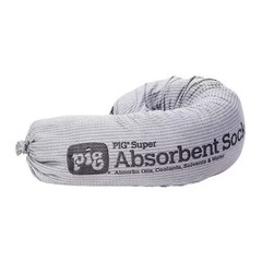 Pig Pig211 Sorbent Sock, 24 Gal, 3 1/4 In X 21 In, Universal, Gray, 48 Pk