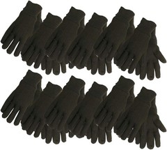 Gloves & ar Adult Jersey Gloves, Brown, Lar Pa of 12 US