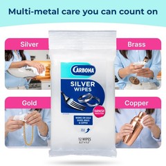 Carbona Silver Wipes | Metal Cleaner & Polish 12 Count (Pack of 1), No Color