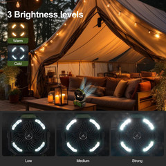 40000Mah Camping Fan with LED Light, Battery Operated Oscillating Desk Fan with