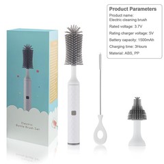 biqin Rechargeable Electric Bottle Brush Cleaner Set, 360° X-Large, White