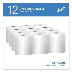 Scott 01000 8 in. x 1000 ft. Essential Hard Roll Towels – WT (12 Rolls/CT) New