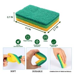 Anmoro 12 Pack Kitchen Cleaning Sponges,Non-Scratch Dish Yellow,green