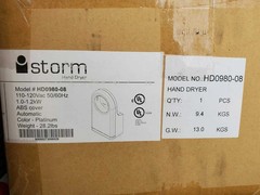 iStorm HD0980-08 Touchless Hand Dryer w/ HEPA Filter 110/120V Platinum Finish