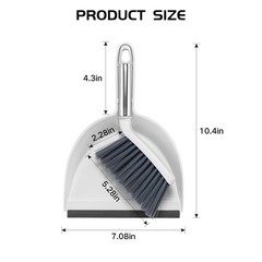NACENA Mini Broom and Dustpan Set, Small Dust Pan 1 Pack, Grey & White