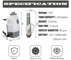 Electrostatic Knapsack Sprayer Disinfectant & Sanitization Cordless easy to use.