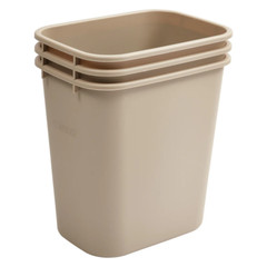 Janitorial Rectangular Waste Baskets Beige 28 Quart 14 5/8Wx10 1/4Dx15H Inch