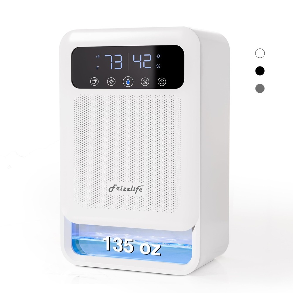 Frizzlife DH80 Air Dehumidifier, 135oz Water Tank W/Purifying Function, Quiet…
