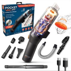 Pocket Vac Reach Handheld Vacuum w/ 3ft Extension Wand – Cordless 2-in-1…