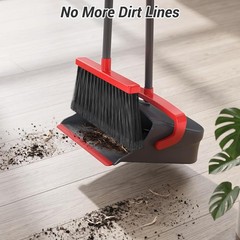 Red Gray Self-Cleaning Sweep Kit Long Handle Captures Pet Hair Indoor