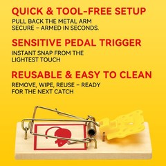LULUCATCH Mouse Traps,12 Pack Classic Plastic Pedal Snap 12 Pack, Wood Color