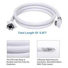 Washing Machine Hoses, Portable Water Inlet Connection and 9.2FT, White