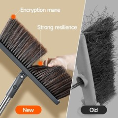 CTIME Broom and Dustpan Set, Extra Brush Head & 52″ Adjustable Black, Gray