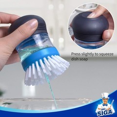 MR.SIGA Soap Dispensing Palm Brush Storage Set, Kitchen One Size, Navy
