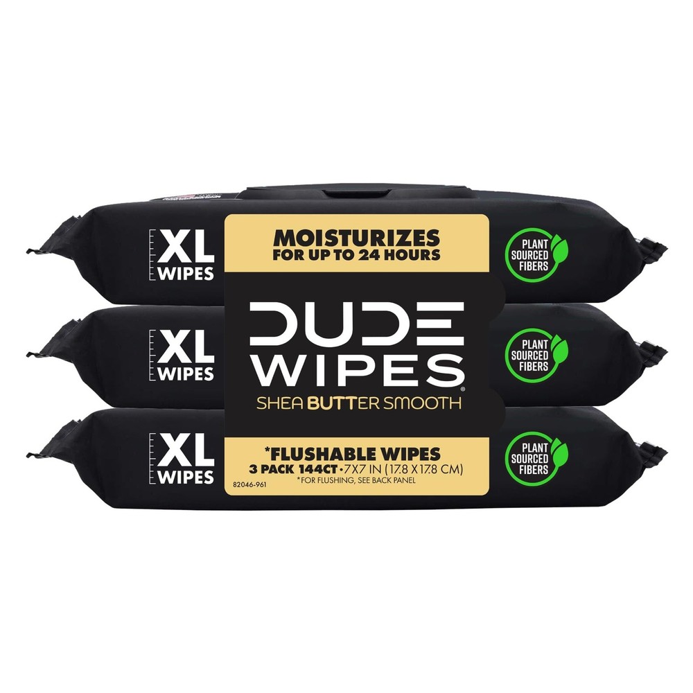DUDE Wipes Shea BUTTer Flushable – 48 Count (Pack of 3), White